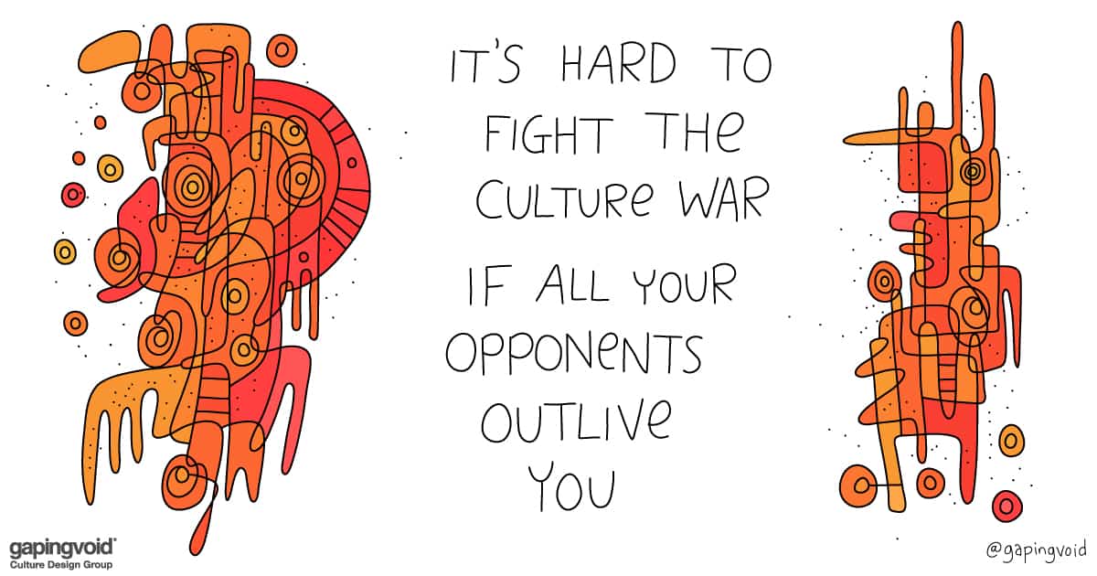 innovation through culture design;It's hard to fight the culture war if all your opponents outlive you