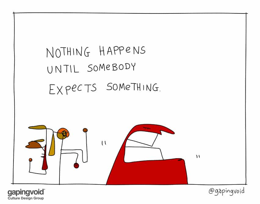 Nothing happens until somebody expects something