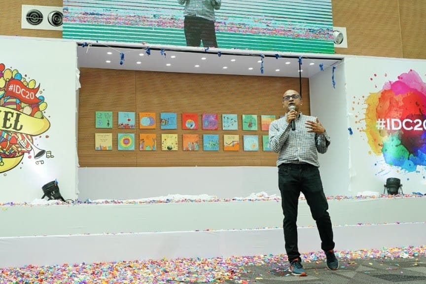 Anil Bahnsali at the Culture Wall inauguration at the Microsoft Campus in Hyderabad, India