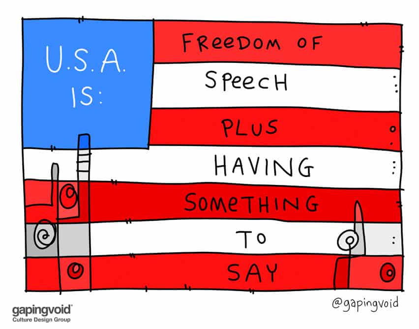 U.S.A. is: Freedom of speech plus having something to say #TCdisrupt